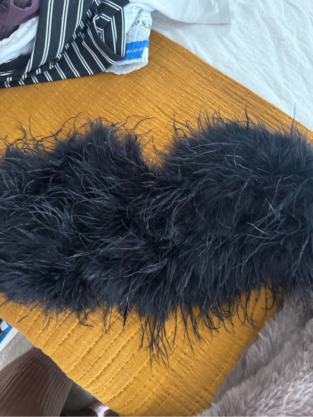 Peppermayo Black Faux Feather tube top